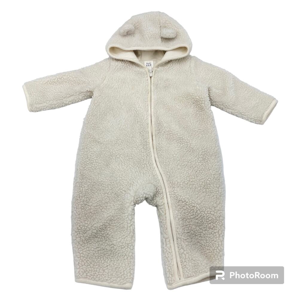 Baby GAP Baby's White Sherpa Full Zip Bear One One Piece Size 6-12M